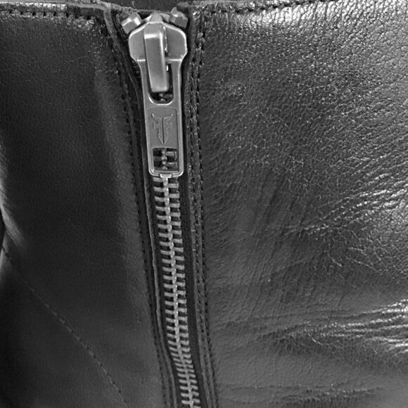 Frye Karen Inside Zip Up Black Real Leather Comfy Chunky Heel Ankle Booties - Picture 5 of 13